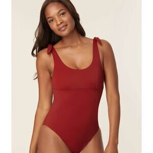 Andie Swim The Mandalay Shoulder Tie One Piece Swimsuit Beach Crimson Red Size S